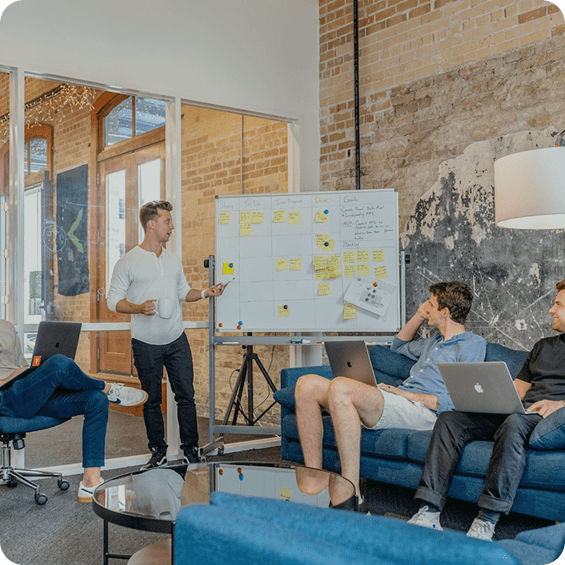 The Qaltivate team at a planning session in the office